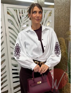 Camicia Ricamo Prugna