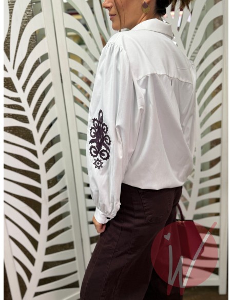 Camicia Ricamo Prugna