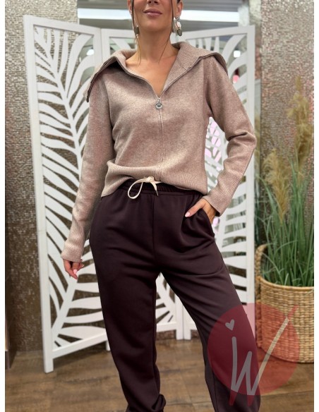 Pull Zip Hope Beige Melange