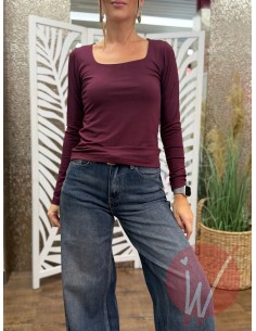 T-Shirt Scollo Quadrato Lily Bordeaux