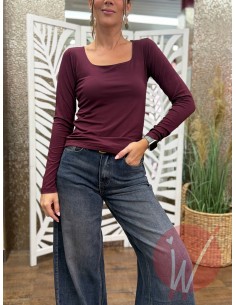 T-Shirt Scollo Quadrato Lily Bordeaux 2