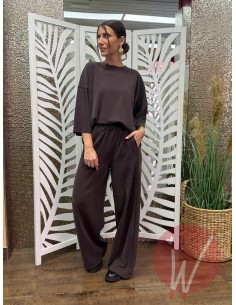 Pantalone Palazzo Sidney Modal Cioccolato 2