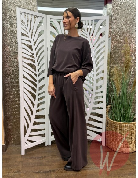 Pantalone Palazzo Sidney Modal Cioccolato