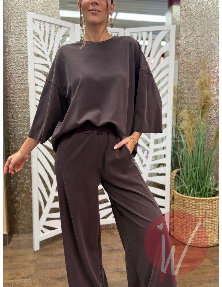 Pantalone Palazzo Sidney Modal Cioccolato