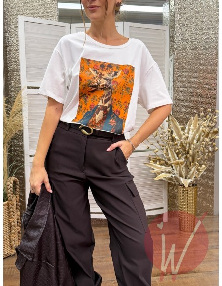 T-Shirt Giraffe Bianco