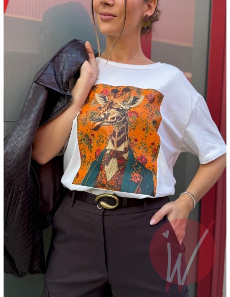 T-Shirt Giraffe Bianco