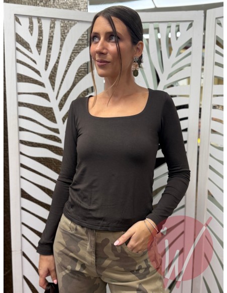 T-Shirt Scollo Quadrato Lily Moro