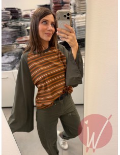 T-Shirt Righe Candice Militare