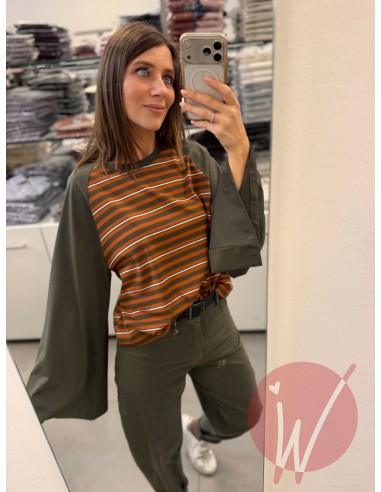 T-Shirt Righe Candice Militare