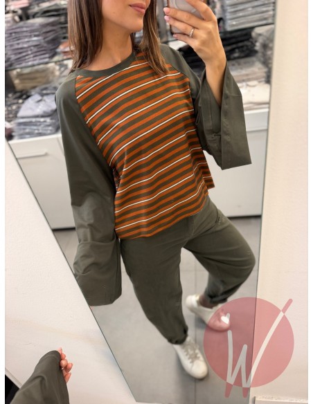 T-Shirt Righe Candice Militare