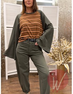 T-Shirt Righe Candice Militare