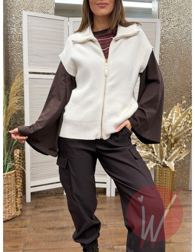 Gilet Zip Chloe Panna