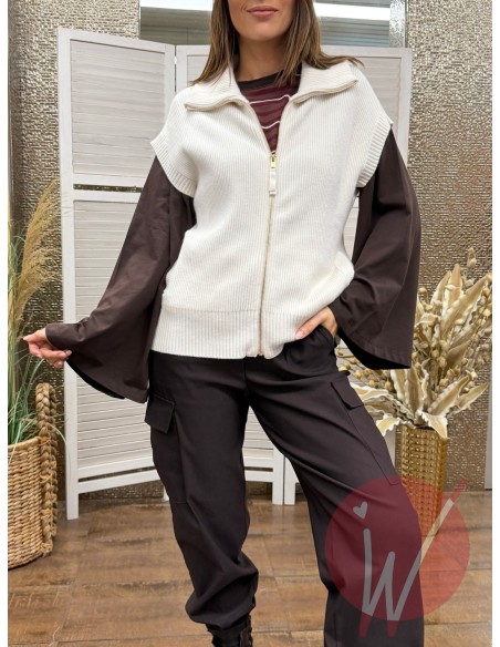 Gilet Zip Chloe Panna