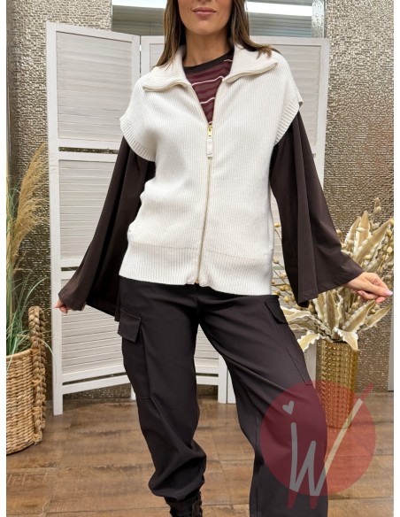 Gilet Zip Chloe Panna