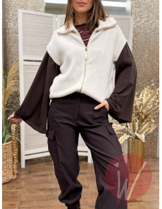 Gilet Zip Chloe Panna