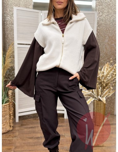 Gilet Zip Chloe Panna