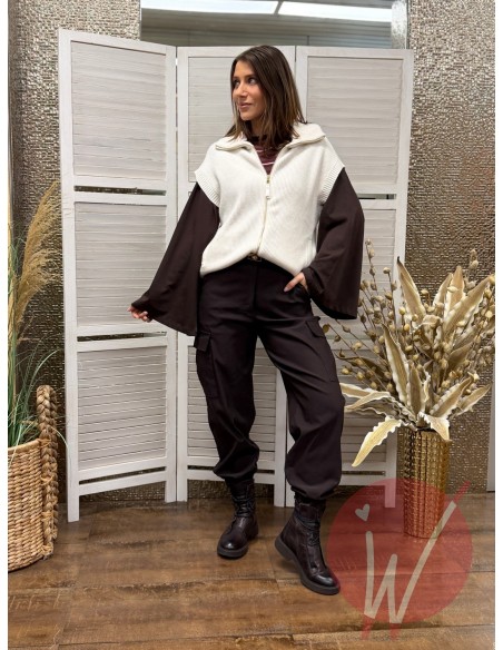 Gilet Zip Chloe Panna