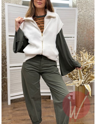 Gilet Zip Chloe Panna