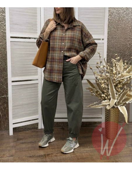Camicia Check Wool Burgundy