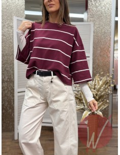 Felpa Righe Brooklyn Bordeaux 2