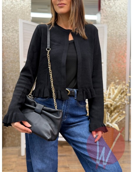 Pochette Tracolla Leather Nero