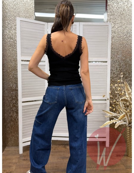 Top Pizzo Chantal Nero