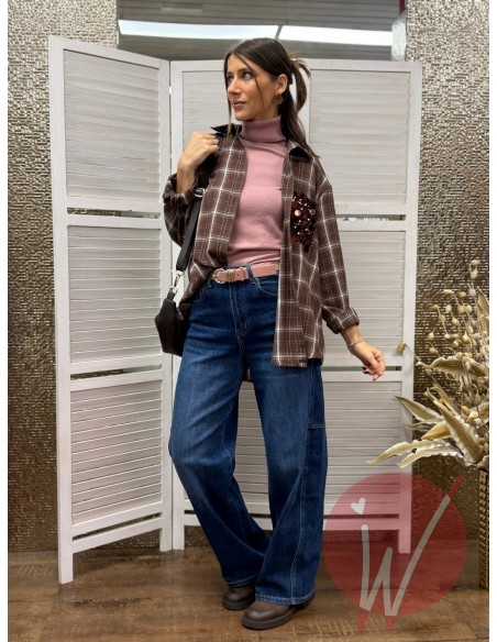 Camicia Check Shine Cioccolato