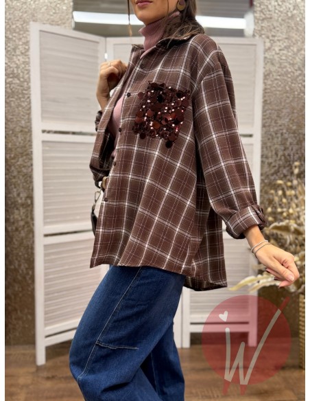 Camicia Check Shine Cioccolato